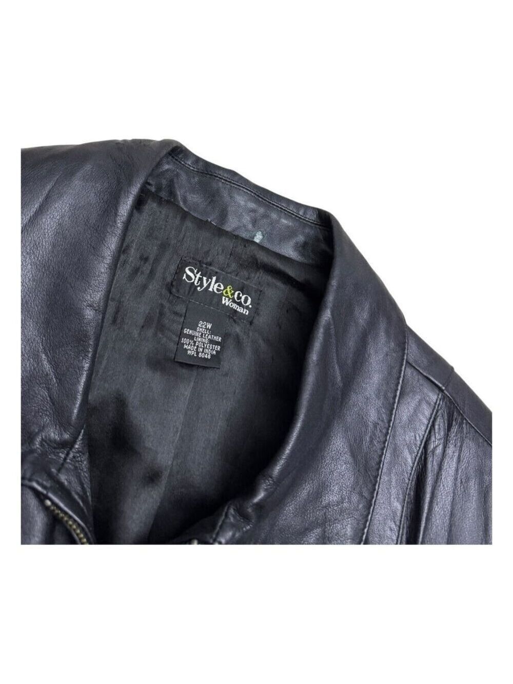STYLE & CO LEATHER Vintage Casual Y2K Black Designer Jacket Womens 2XL - Picture 6 of 6
